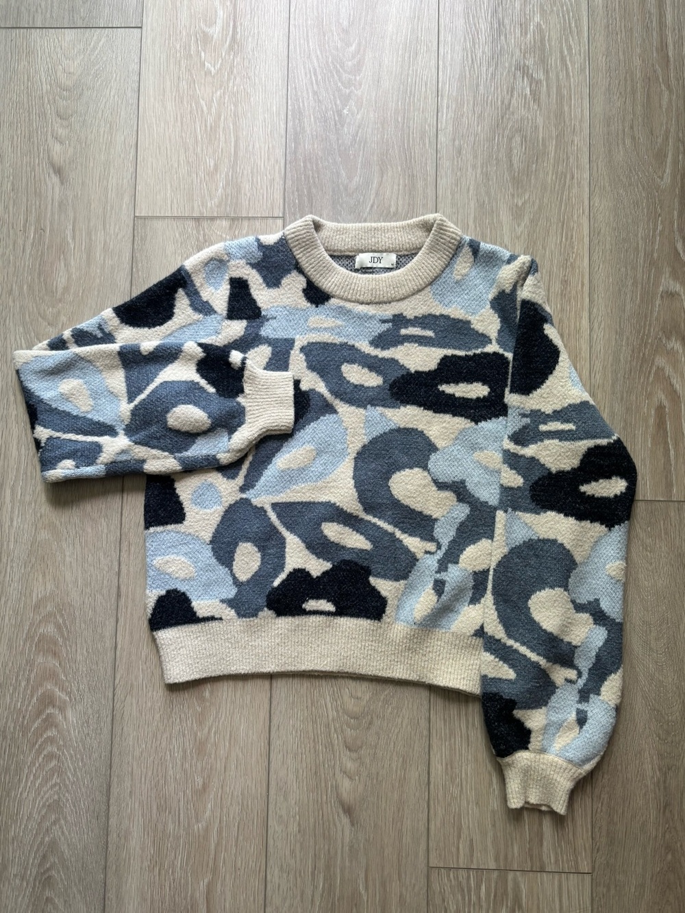 JDY Soft Knit Blue & Cream Floral Sweater